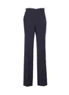 Pinko Straight Chalk-striped Trousers In Wool Blend In Blue