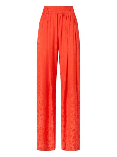 Pinko Floral Jacquard Trousers In Red