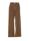 Pinko 'wendy' Brown Five-pocket Pants In Courduroy Woman In Brown