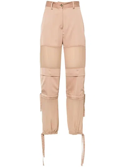 Pinko Wide-leg Cargo Trousers In Brown