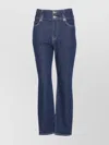 Pinko Trousers Featuring Contrast Stitching And High Waist In Blue