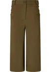 Pinko Buttoned Wide-leg Linen Bermuda Shorts In Green