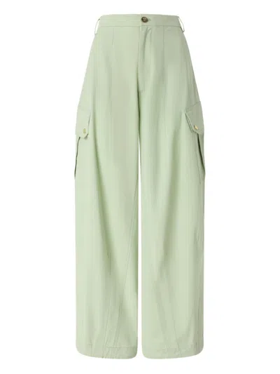 Pinko Wide-leg Cargo Pants In Green