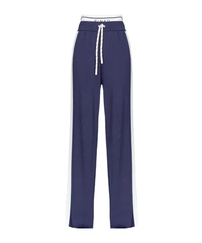 Pinko Trousers In Wide Line In Blue