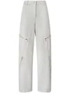 Pinko High-waisted Wide-leg Pants With Zippered Pockets In Gray