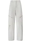 Pinko High-waisted Wide-leg Pants With Zippered Pockets In Gray