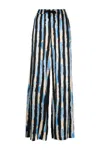 Pinko Striped Twill Pants In Multicolor