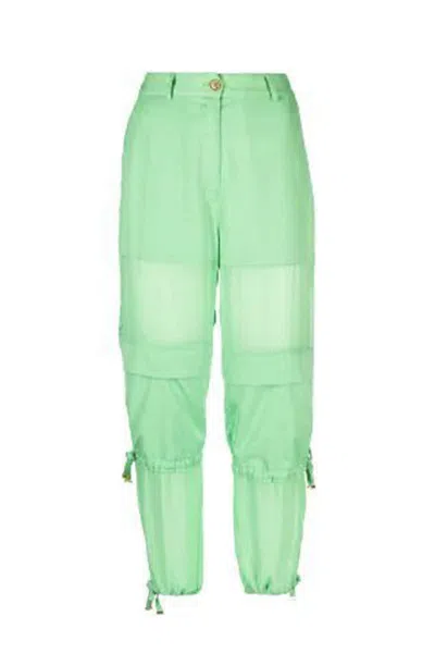 Pinko High-waisted Cargo Trousers In Green