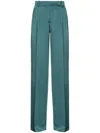Pinko Laon Satin-finish Trousers In Verde Bottiglia