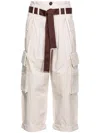 Pinko Oversize Cargo Trousers With Belt In White