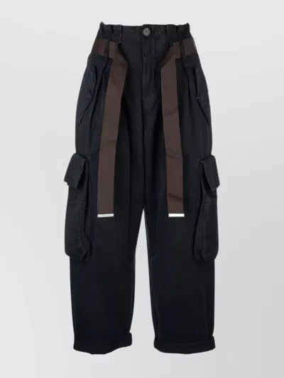 PINKO TROUSERS WITH ADJUSTABLE STRAPS AND CARGO POCKETS