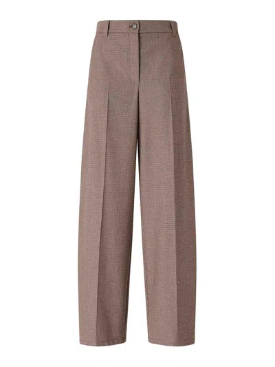 Pinko Trousers With Micro Houndstooth Pattern In Brown