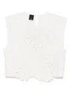 Pinko Crop Top With Openwork Embroidery And Crystals In White