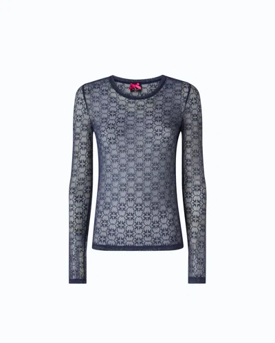Pinko Lace Long-sleeve Blouse In Blue