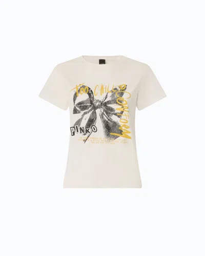 Pinko - T-shirt Stampa Fiocco Too Chill To Conform - Xl In Black