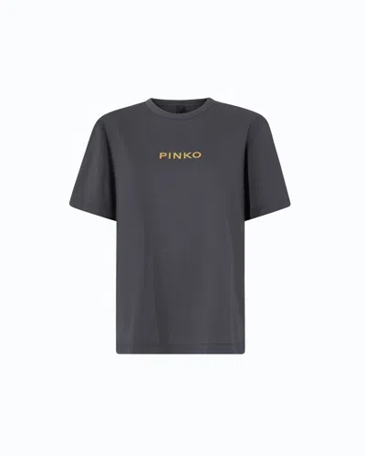 Pinko - T-shirt « Too Glam To Give A Damn » À Strass - Xs In Gray