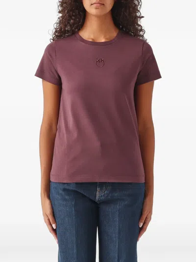Pinko T-shirt With Love Birds Logo In Purple