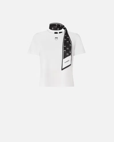 Pinko - T-shirt With Love Birds Logo Scarf - S In Multi