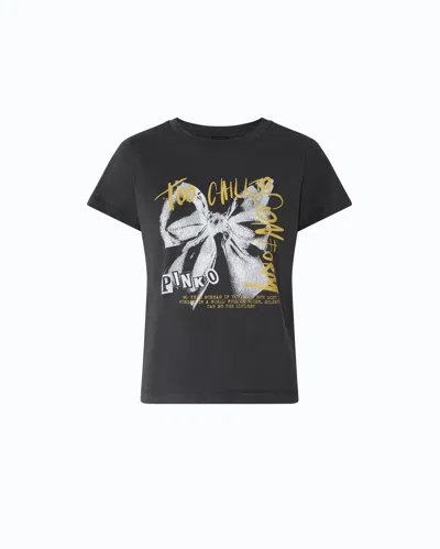 Pinko - T-shirt With Too Chill To Conform Bow Print - S