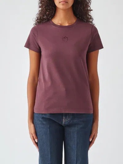 Pinko T-shirt Woman Color Burgundy In Brown