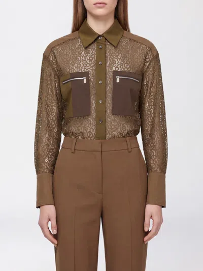 Pinko T-shirt Woman Color Green In Brown