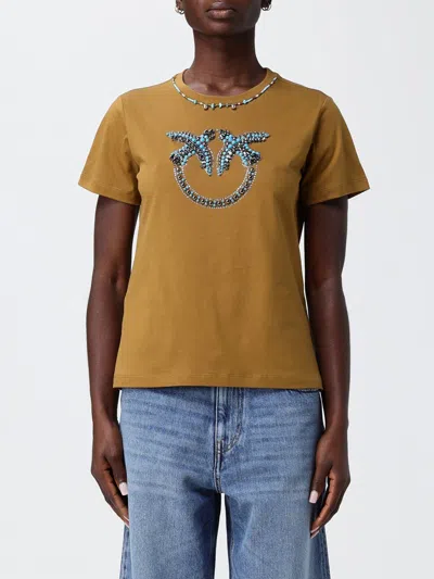 Pinko Love Birds Bead-embellished T-shirt In Gold