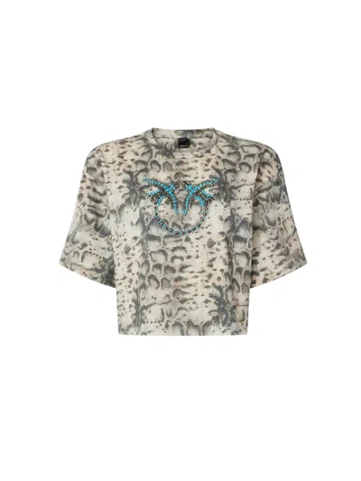 Pinko T-shirt Woman  - Terni T-shirt Jersey Snake - Beige In White