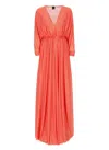 Pinko Orange Long Dress With Deep V-neck And Cut-out On The Back In Orange
