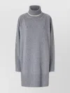 Pinko Short Wool And Cashmere Dress In Gray