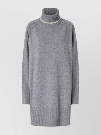 Pinko Turtleneck Knitwear With Ribbed Cuffs And Hem In Gray