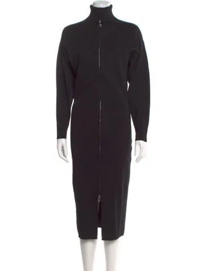 Pre-owned Pinko Turtleneck Midi Length Dress In Black