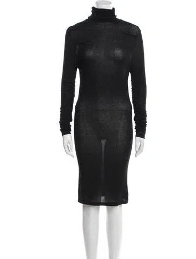 Pre-owned Pinko Turtleneck Midi Length Dress In Blue