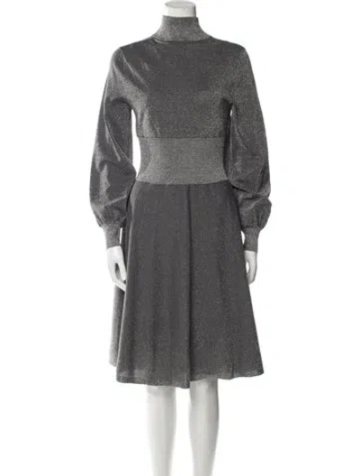 Pre-owned Pinko Turtleneck Midi Length Dress W/ Tags In Gray