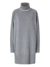 Pinko Short Wool And Cashmere Dress In Gray