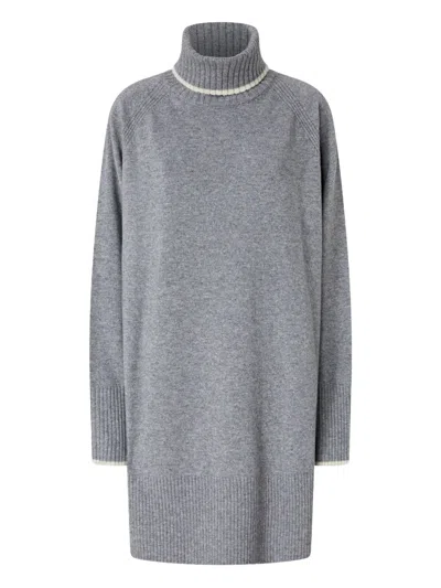 Pinko Short Wool And Cashmere Dress In Gray