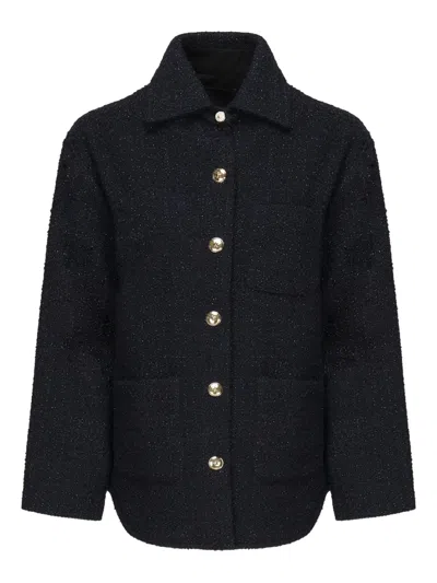 Pinko Tweed Button-fastening Jacket In Blue