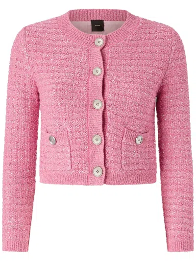 Pinko Tweed Cardigan In Pink