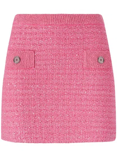 Pinko Tweed Mini Skirt In Pink