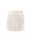 Pinko Wrap-style High-waisted Tweed Miniskirt With Gold-tone Buttons In White