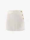 Pinko Wrap-style High-waisted Tweed Miniskirt With Gold-tone Buttons In White