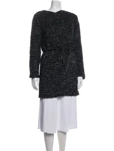 Pre-owned Pinko Tweed Pattern Coat In Black