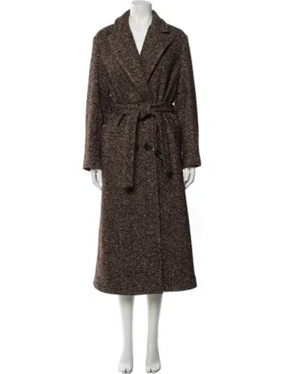 Pre-owned Pinko Tweed Pattern Coat In Brown