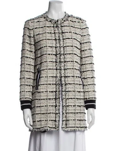 Pre-owned Pinko Tweed Pattern Coat In Neutrals