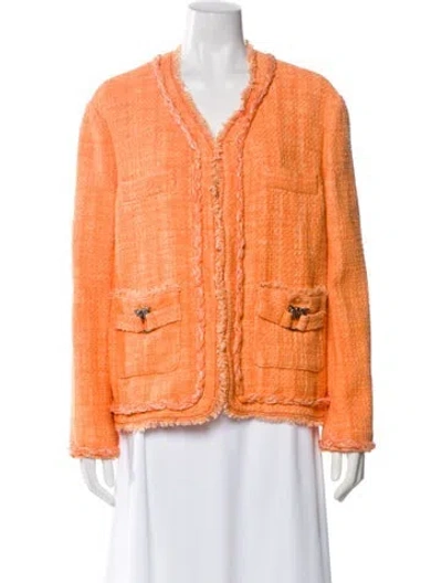 Pre-owned Pinko Tweed Pattern Evening Jacket In Orange