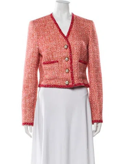 Pre-owned Pinko Tweed Pattern Evening Jacket In Red