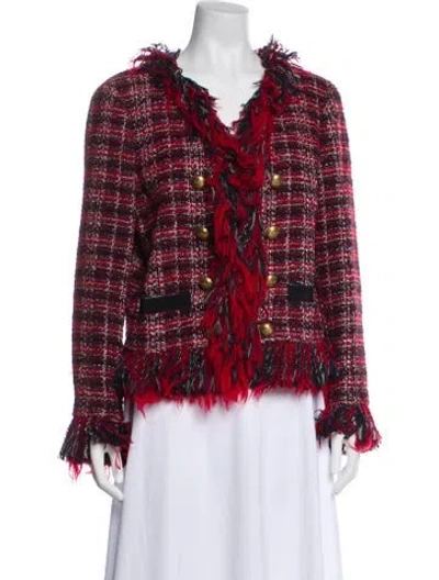Pre-owned Pinko Tweed Pattern Evening Jacket In Red