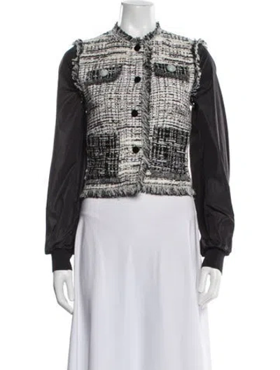 Pre-owned Pinko Tweed Pattern Jacket In Black