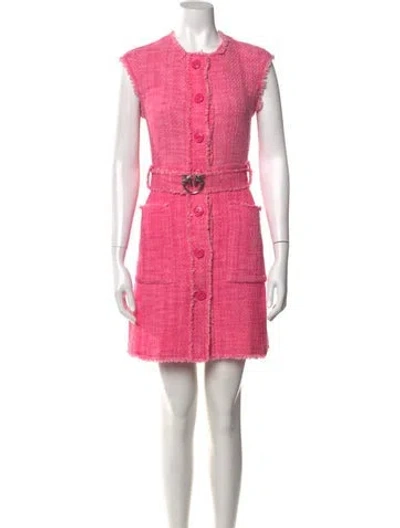 Pre-owned Pinko Tweed Pattern Mini Dress In Pink