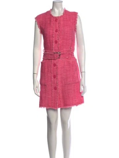 Pre-owned Pinko Tweed Pattern Mini Dress In Pink