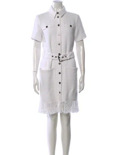 Pre-owned Pinko Tweed Pattern Mini Dress In White
